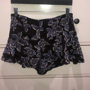 black and blue floral shorts